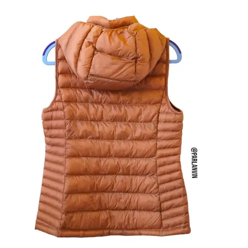 32 Degrees Heat Thermal Lightweight Puffer Vest Detachable Hood Orange Size XS