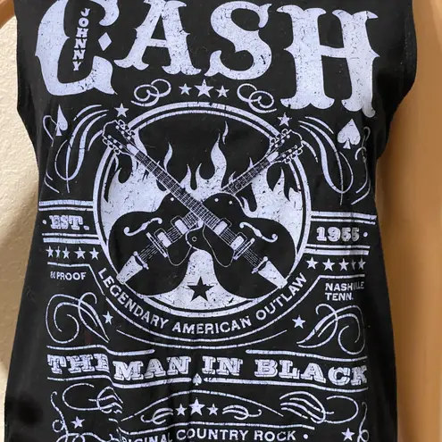 Zion Sleeveless Johnny Cash Tshirt Black With White Letters Size Large