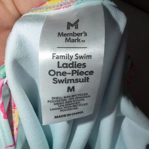 Member’s Mark One Piece Swimsuit Size Medium Floral Wrap Tie Front Pink