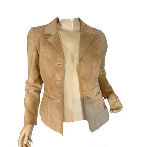 MARGARET GODFREY VINTAGE 1990'S TAN BLAZER STYLE SUEDE JACKET (PS) Size undefined
