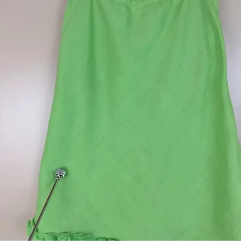 SLB Green Linen Rosette Floral Trim Pull On Skirt Petite Small PS Size undefined