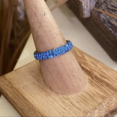 Stainless Steel Top Grade Tanzanite Crystal Ring Size 7,8,9,10