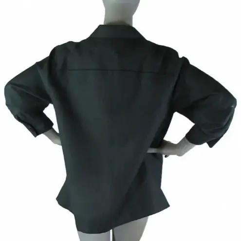 Harvé Benard Harve Benard,18W, Black Linen Blend Shirt, long sleeve button front blouse, $23