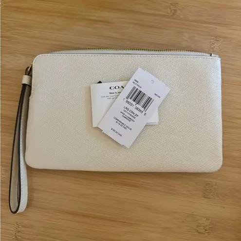 Coach New  Large Corner Zip Wristlet - White