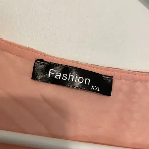 FASHION Flowy Midi Tiered Ditsy Floral Dress Rose Pink Faux Wrap XXL