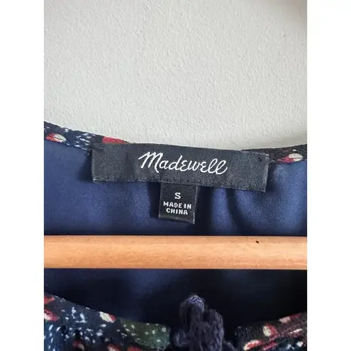 Madewell  Navy Sea Floral Print Ruffle Mini Dress Size Small