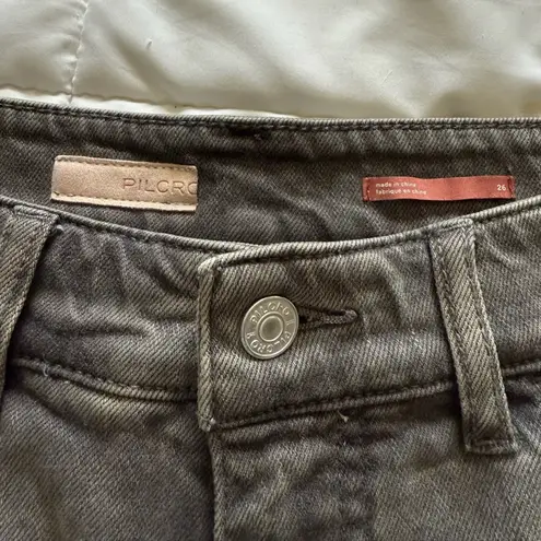 Pilcro Ash Grey Ankle Straight Jeans Size 26 Distressed High Rise