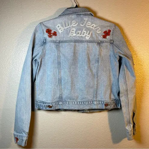 Marine layer Embroidered Light Blue Denim Jacket SZ:S