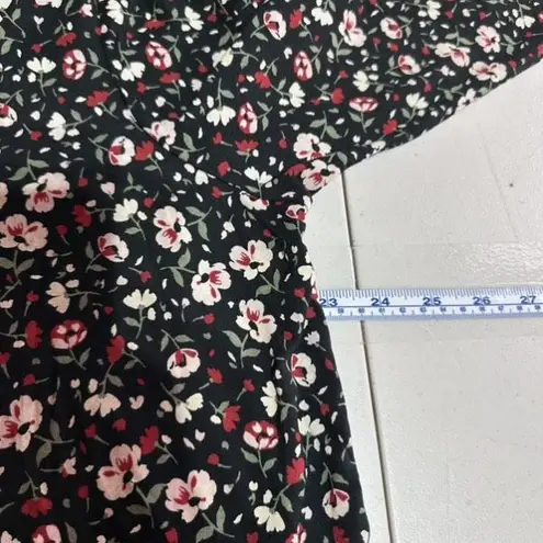 NWT J. Jill Women's Wherever Floral Crew Neck 3/4 Sleeve Blouse Black XL Petite