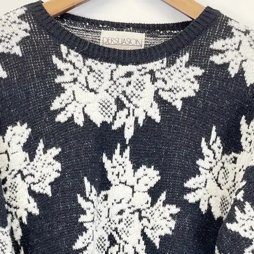 VTG 80s 90s Chunky Sweater Womens Medium Textured Whimsigoth Dark Cottagecore Black