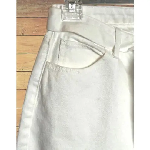 GB Off White Denim Pants Tie Waist Rolled Cuffs Smart Casual Size 31