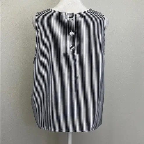 J.Crew  Factory Navy Pinstripe Sleeveless Blouse Size Medium
