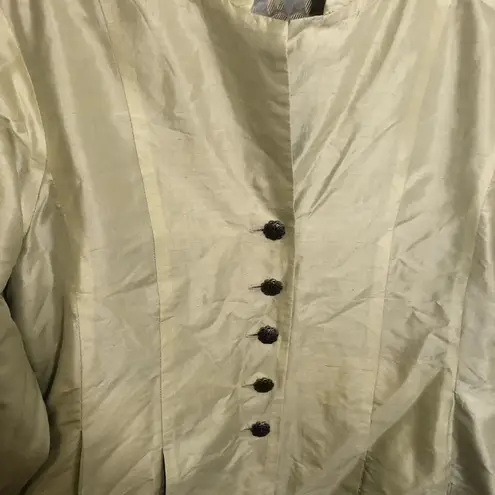 Kai Mira Reversible Silk Mandarin Jacket Green Blue Size M