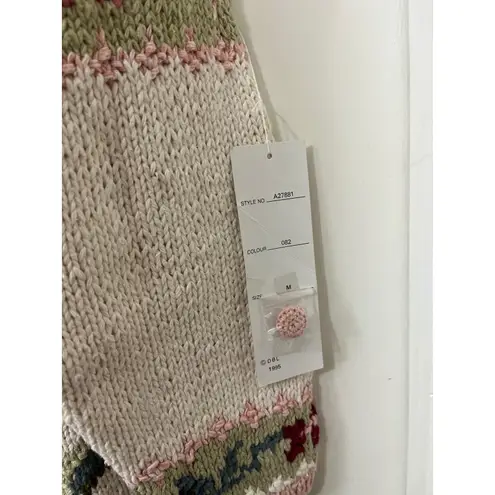 VTG Chunky Floral Embroidered Cardigan M Cottagecore Grannycore Boho 90's NWT Pink Size M