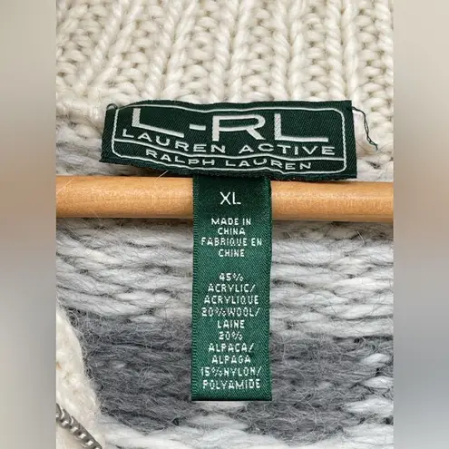 Lauren Active Ralph Lauren Womens Alpaca Zip Sweater Jacket XL Gray