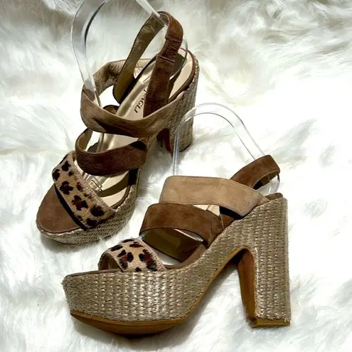 Brunomagli Leopard Calf Fur Platform Heels Size 37/6