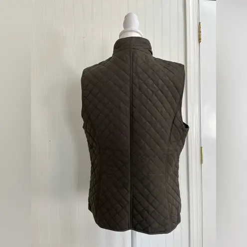 G.H. BASS Quilted Snap Front Collared Equestrian Outdoor Vest Olive Green Size L Size L