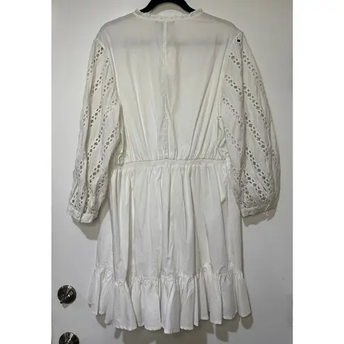Something Navy Women's Size XXL Long Sleeve Dress White Eyelet Cinch Waist NWT