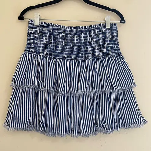 Aerie  Striped Ruffle Tiered Skirt in Blue and White - S