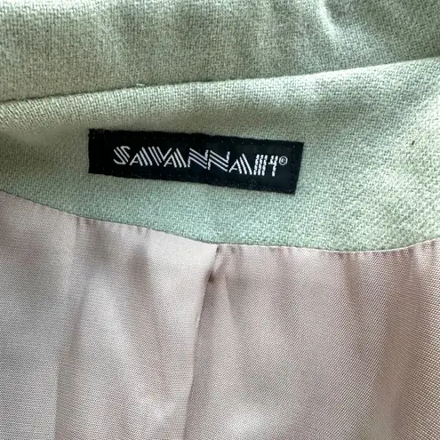 Savannah 100% Wool Blazer Jacket Size 12 Career Sage Green Neutral Lined Vintage