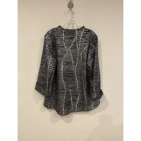 IC by Connie K Jacket Womens Medium Black Stripe Crinkle Single Button Made USA