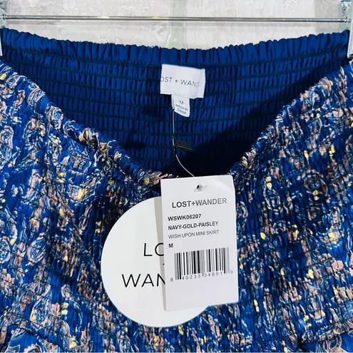 Lost + Wander NWT Wish Upon Mini Skirt in Navy Gold Paisley Size M