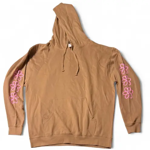 Brown Skeleton Graphic Hoodie with Pink Print – XL