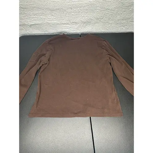 Lauren Ralph Lauren Women' Size Large 100% Cotton Long Sleeve Solid Brown Blouse