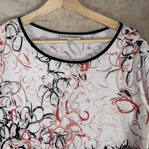 Dana Buchman Dana Buchman Womens Artsy Pink Black Fairy Boho Long Sleeve Blouse Sz M