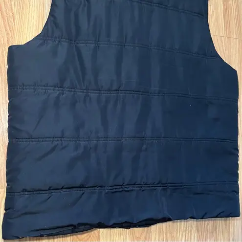 Ruff Hewn Black Puffer Vest Women’s Size Large Quilted Full Zip Sherpa Collar