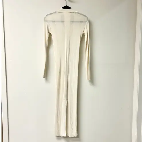 REMAIN Birger Christensen Joy Long Sleeve Rib Midi Sweater Dress Cream Women's S