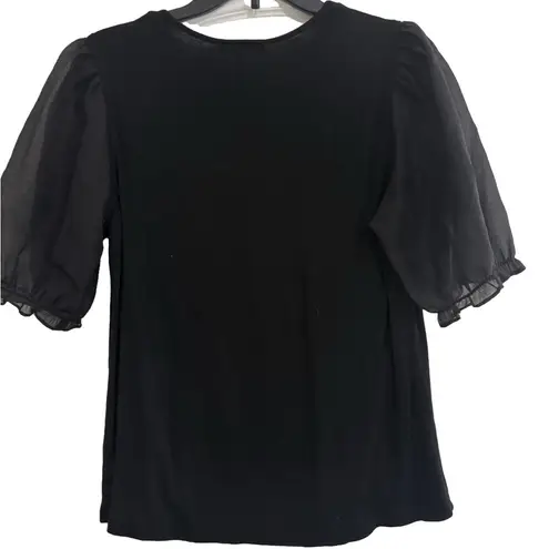 Chic Black Puff Sleeve Top Size M