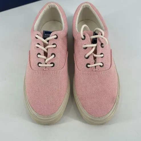 Sebago John Panama Women's Low Cut Lace Up Canvas Sneakers Pink White Size 7