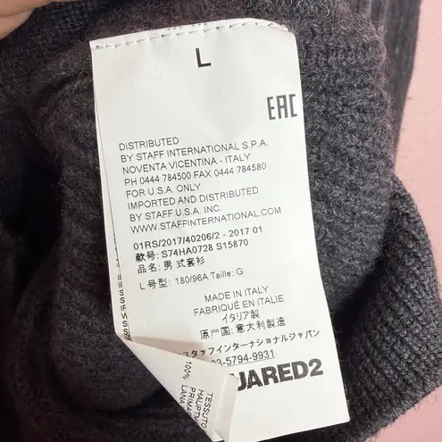 Dsquared2 Grey 100% Wool Crewneck Women’s Sweater Ribbed Sleeves. Size L Gray Size L - Image 6