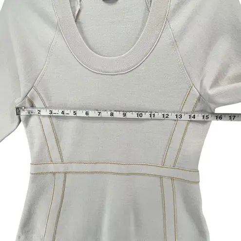 Rachel Comey Knit Top Women M Ivory Wool Blend Contrast Stitch Modern Clean Girl Size M