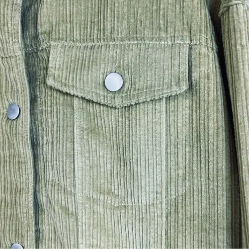 Small Lime Green Unbranded Corduroy Button Front Jacket 2 Side & 2 Front…