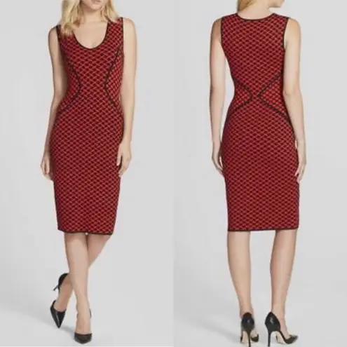 NYDJ Dress Knit Sweater Midi Red Black Size 12 MSRP $158.00