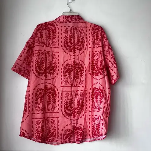 Petal and Pup Taylor Peach Palm Tree Floral Oversized Shirt L