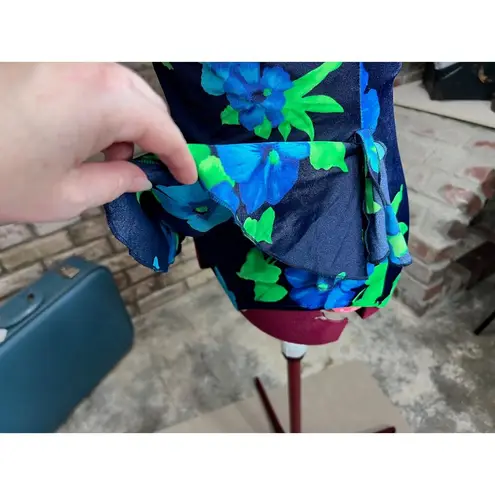 La cove swimsuit floral modesty panel skirtlet blue green Size 12