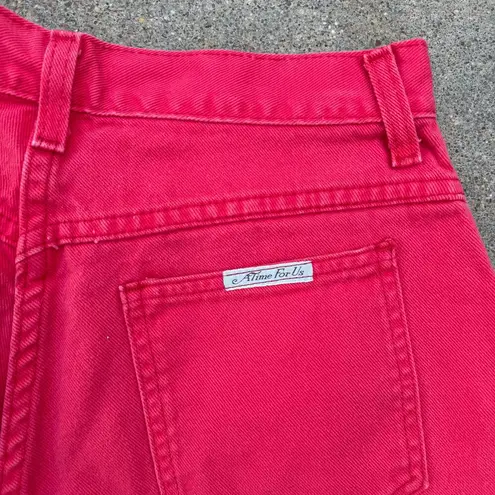 Vintage 90s A Time For Us Raspberry Red High Rise Jean Shorts Size 11