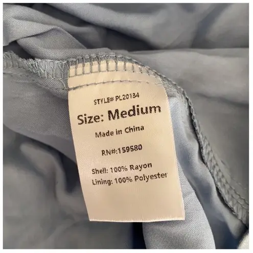 Pink Lily  Midi Dress Medium Blue Square Neck Smocked Short Sleeve Boutique NWT