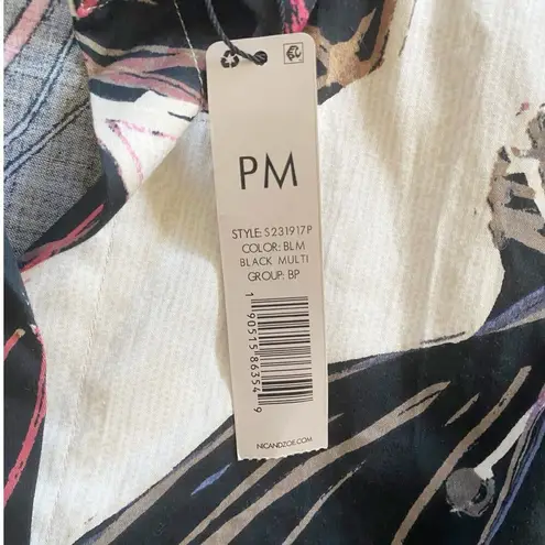 Nic+Zoe Petite Stamped Flowers Sleeveless White/Black/Multi Shirt Dress PM