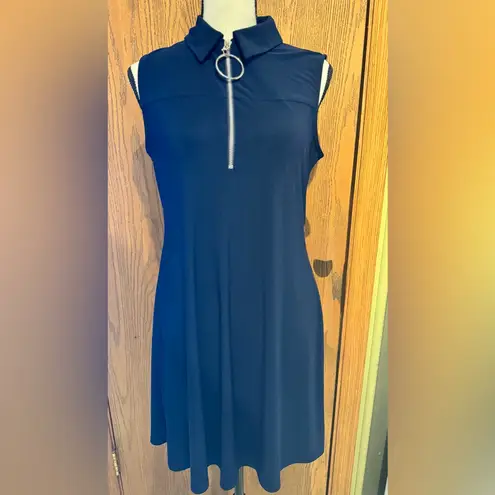 Roz & Ali Navy Sleeveless Dress with Zipper Detail