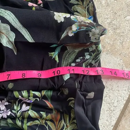 Fuzzi Bouquet Floral Hummingbird Print Sleeveless Tulle Jersey Sheath Dress Black Size M