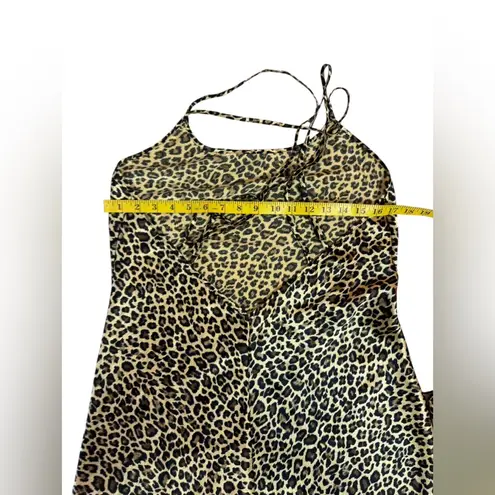Victoria's Secret  Leopard Print Satin Medium Chemise Full Length Lingerie.  E33