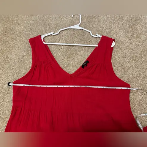 Quince 100% Organic Cotton Gauze Tiered Maxi Dress Wild Cherry Size L Red Size L