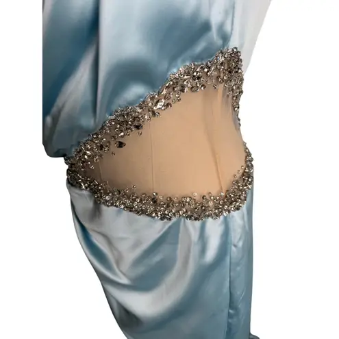 Portia and Scarlett Illusion Cutout One Sleeve Gown PS23502 ice blue size 10