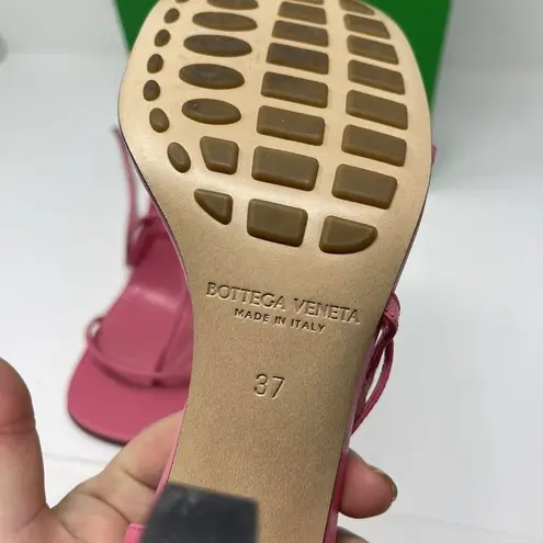 Bottega Veneta 930$ The Line Pink Milkshake Square Toe Heel Strap Sandal Leather