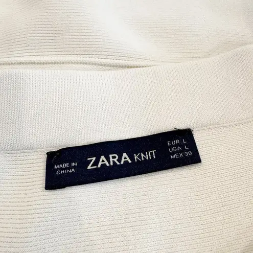 ZARA  Knit High Rise A-Line Elastic Waist Flutter Mini Skirt Stretch Cream Large thumbnail 5