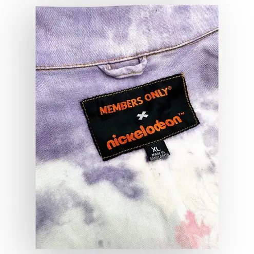 Members Only Purple Pink Tie-Dye Rugrats Graphic Frayed Cropped Denim Jacket XL